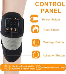 Verwarmd kniemassageapparaat voor pijnverlichting - Draadloos en multifunctioneel voor knie, schouder en elleboog — thumbnail 3