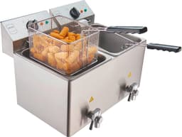 Professionele Elektrische Friteuse Dubbel | 2 x 8 Liter | Koude Zone | Veiligheidsthermostaat | Roestvrij Staal | Voor Commercieel Gebruik — thumbnail 4