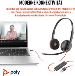 HP Poly Blackwire 3220 Stereo - USB-C - zwart - Skype, Cisco, Jabber, Avaya, UC Certified — thumbnail 3