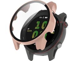 Watch case screenprotector - hoesje - gehard glas - geschikt voor Garmin Forerunner 255 S - roze
