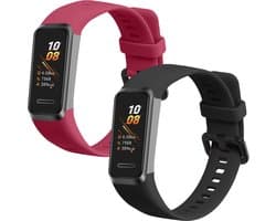 kwmobile 2x horlogebandjes geschikt voor Huawei Band 4 bandje - Smartwatch bandjes van TPU - Activity tracker horloge band in zwart / bordeauxrood