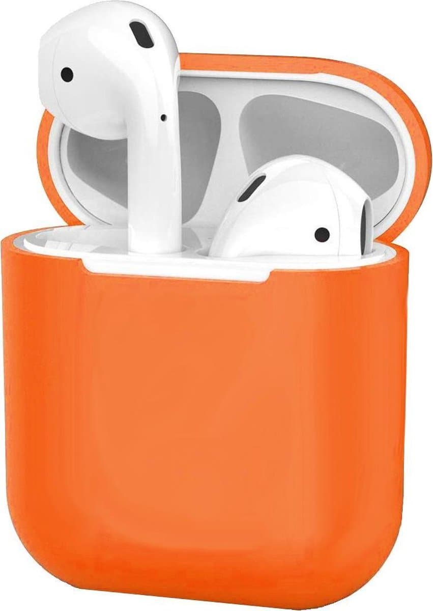 Hoesje - Geschikt voor Apple Airpods 2 - Siliconen Dun Met Clip - Case Cover - Silicone Hoes - Donker oranje — afbeelding 1