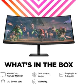 HP OMEN 34c - QHD VA Ultrawide Curved 165Hz Gaming Monitor - 34 Inch — thumbnail 4
