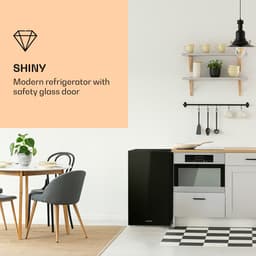 Klarstein Koelkast Luminance Frost - Capaciteit: 91 Liter - Energie-efficiëntieklasse E - Crispvak - 2 Glazen schappen - 3 Deurvakken - Temperatuurinstelling: 7 Standen - Zwart - voor Keuken - Compact - Mini Fridge - Compact Koelkast — thumbnail 5