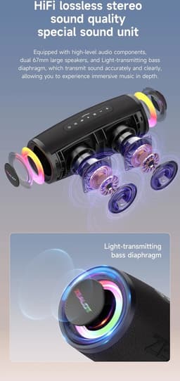 Zealot S56 Bluetooth Speaker - RGB - Uitstekende Bass - Waterdicht - 3D Surround sound - Speaker - Muziek - Luidspreker - Draadloos - Outdoor - Zwart - 40W — thumbnail 3