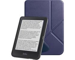 Hoes Geschikt voor Kobo Clara BW Hoesje Bookcase Cover Book Case Hoes Sleepcover Trifold - Donkerblauw