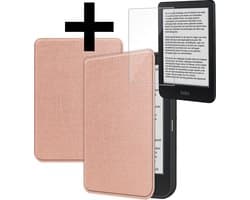 Hoes Geschikt voor Kobo Clara BW - E-reader Bescherm Hoesje Case Sleep Cover Met Screenprotector - Hoes Geschikt voor Kobo Clara BW Hoesje - Rosé Goud
