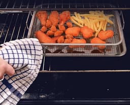 Rvs Crisper Lade en Mand 13 "x9.6 "x3.1" Oven Air-Fryer Pan Mesh Basket Set - Bakken Krokante Kip Frieten Ui Ringen cooling rack — thumbnail 6