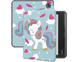 Hoes Geschikt voor Kobo Libra Colour - Luxe E-reader Bescherm Case - Hoesje Book Cover - Eenhoorn