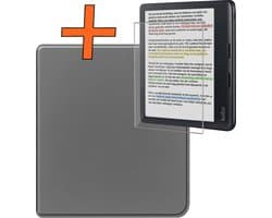 Hoesje Geschikt voor Kobo Libra Colour Hoes Book Case - Hoes Geschikt voor Kobo Libra Colour Hoesje Book Cover Met Screenprotector - Grijs
