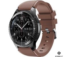 Strap-it Siliconen smartwatch bandje - geschikt voor Samsung Galaxy Watch 1 46mm / Galaxy Watch 3 45mm / Gear S3 Classic & Frontier - koffiebruin