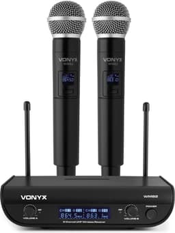 Draadloze microfoon - Vonyx WM82 draadloze microfoonset UHF met twee handmicrofoons — thumbnail 1