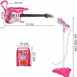 Kruzzel Roze Gitaar Set met Microfoon en Versterker - Muzikaal Plezier voor Kinderen — thumbnail 3