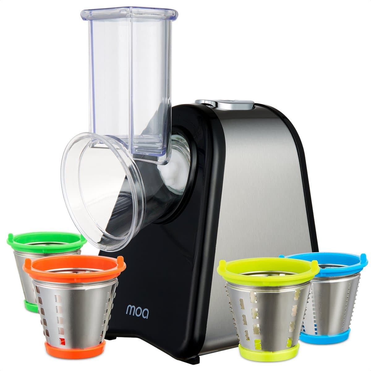 MOA Foodprocessor - Groentesnijder - Hakmolen - BPA-Vrij - Meerdere Opzetstukken - Uiensnijder - RVS/Zwart — afbeelding 1