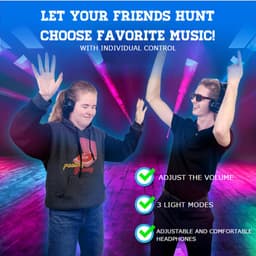Silent Disco Set Met 5 Koptelefoons - Complete DJ Set voor Ultieme Feestervaring - Verlichte Discolamp - Draadloos — thumbnail 5