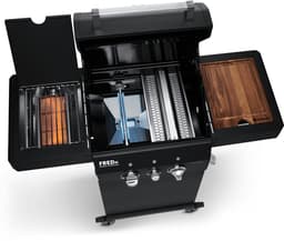 BURNHARD® 2 Branders gasbarbecue FRED Jr. Black Series 3, incl. 900°C keramische infraroodbrander, gietijzeren grillrooster + inklapbare zijtafels — thumbnail 3