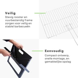 Opvouwbare Barbecue - Inklapbaar - Ideaal voor Camping, Strand & Park - 45x35x30cm - 2.7kg - Roostertang - Gemakkelijk Te Transporteren & Op Te Bergen - BBQ — thumbnail 5
