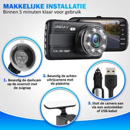UniRay Xcam - Dual Dashcam voor Auto - Dashcams Voor en Achter - Full HD — thumbnail 2