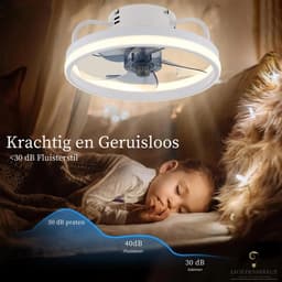 Lichtendirect- Plafondventilator met verlichting- 33 CM Wit - Smart Lamp - 6 Standen Ventilator – Plafonniere Keuken Lamp - Woonkamerlamp - Dimbaar met afstandsbediening- APP functie- — thumbnail 4
