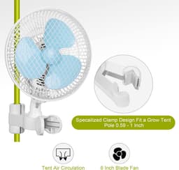 Oscillerende clip-on ventilator voor mastmontage 250 cm lange kabel - 20 W 2 snelheden - super stil met EU-stekker - small growth Monkey fan hydroponics — thumbnail 4