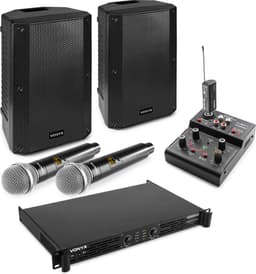 Vonyx karaoke set voor volwassenen - Complete karaokeset - Met 2x krachtige speakers en draadloze microfoons - Bluetooth — thumbnail 1