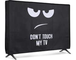 kwmobile tv hoes voor 24" TV cover - Beschermhoes voor televisie - Voor binnengebruik - Don't Touch my TV design in wit / zwart