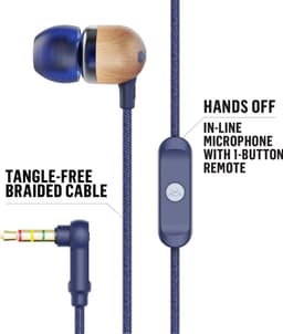 House of Marley Smile Jamaica Oortjes met Draad - Bedrade Oordopjes 3,5 mm Aansluiting - Met Microfoon en 1knopsbediening - Eco Friendly Design - 9 mm Drivers - Knoopvrije Kabel - Denim — thumbnail 2