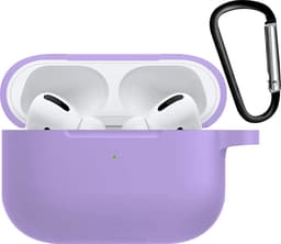 Hoesje - Geschikt voor Apple AirPods Pro 2 - met Clip - Siliconen Hoes - Silicone Case Cover - Lila — thumbnail 2