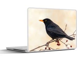 Laptop sticker - 13.3 inch - Merel - Vogel - Takken - Bes - Rood - 31x22,5cm - Laptopstickers - Laptop skin - Cover
