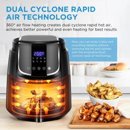 Digitale Airfryer - PFAS vrij - Groot 4 Liter - Heteluchtfriteuse - Zwart - Digital screen - 8 Voorinstellingen - Inclusief in hoogte verstelbaar Grillrack - 1500W - 35-200°C - voor Bakken, braden, grillen, ontdooien, schudalarm — thumbnail 5