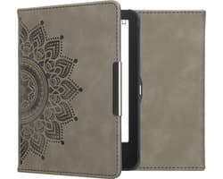 kwmobile e-reader hoesje geschikt voor Tolino Vision 1 / 2 / 3 / 4 HD hoes - Ereader flip case met standaard - Kunstleren e reader cover - Opkomende Zon design in grijs