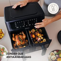 Zeegma Knapper Dual - Airfryer - 9L - 1700 W - 12 frituurprogramma's - Vetvrij Koken - Tefloncoating — thumbnail 6
