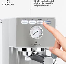 Klarstein Pausa Espressomachine, Pistonmachine met 1350 Watt, Espressomachine 7–9 Bar Druk, Piston Koffiemachine met Waterreservoir: 1,4 Liter RVS, Zilver — thumbnail 3