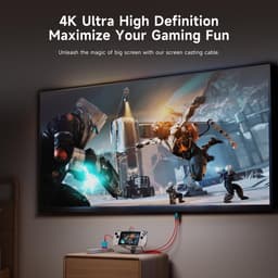 JINGDU USB type C naar HDMI-kabel voor Nintendo Switch/OLED, 3-in-1 High Speed 4K USB-C naar HDMI, ondersteunt TV/Steam Deck/laptop/pc, 2 m, rood en blauw — thumbnail 4