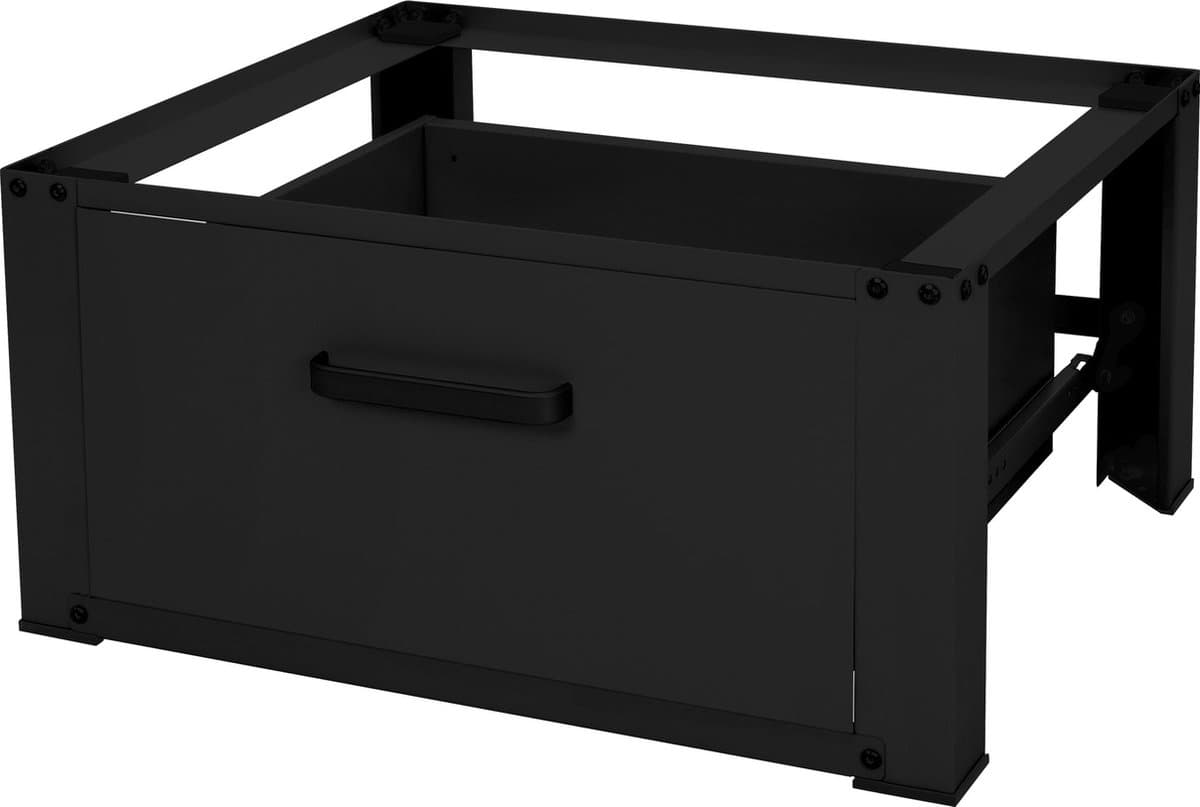 Wasmachine verhoger, Wasmachine Onderstel 63x54x31 cm met lade in zwart ML design — afbeelding 1
