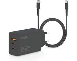 65w usb C oplader - usb c naar usb c - incl usb C kabel 2 meter - power delivery - super fast charging - snellader - voor telefoon, tablet en laptop - wit