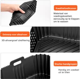 Airfryer Siliconen Inzet - Geschikt voor Grote Airfryers - Hittebestendig - 9.5L - 2 Stuks - Herbruikbaar — thumbnail 2