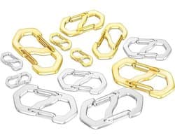 Set van 12 zilverkleurige kettingsluitingen van roestvrij staal met mini-karabijnhaken, ideaal voor het eenvoudig bevestigen van armbanden en sieraden