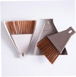 Mini Stofpan en Borstel Set - Kleine Handbezem Stofpan - Desktop Schoonmaken - Afgeschuinde Borstel - 15x17cm - Beige — thumbnail 5