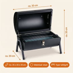 Cheqo® Houtskool BBQ - Tafelbarbecue - Tafelgrill - Draagbare Barbecue - Camping BBQ - Opvouwbaar en Inklapbaar - Mini BBQ voor Balkon - Compact - Houtskoolbarbecue - Tafel BBQ - Picknick BBQ - Grillrooster - Barbecue - Buitengrill — thumbnail 2