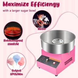 Dailygoods - Elektrische Suikerspinmachine 1000 W met Roestvrijstalen Kom — thumbnail 5