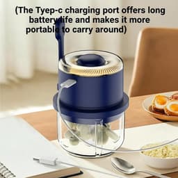 Elektrische Mini Chopper - Keuken Gadget - Snel Ingrediënten Hakken - Draadloze Flexibiliteit - 350 ml Capaciteit - Blauw — thumbnail 2