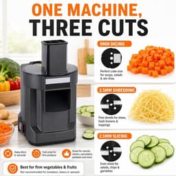 Elektrische Keukenmachine - Groentehakker Slicer - Snel Maaltijden Maken - Verschillende Snijvormen - 37 cm Hoog - Zilver — thumbnail 4