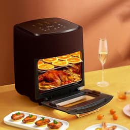Heteluchtfriteuse Oven - Convectieoven Rotisserie - Gezond Koken - 15 Liter Capaciteit - 1300 Watt - Zwart — thumbnail 1