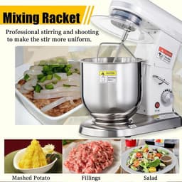 Keukenmixer Standmixer - Bakmachine Deegmixer - Bakken Koken - 3-in-1 Multifunctioneel - 7L Kom - Zilver — thumbnail 4