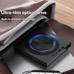 Externe CD DVD Station - Draagbare Brander Lezer - Bestanden Backuppen - Ingebouwde USB Hub - Dun Ontwerp - Zwart — thumbnail 2