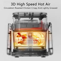 Luchtfriteuse Grillpan - Airfryer Koekenpan - Gezinsmaaltijden Bereiden - 360 Graden Flip - 4L Mand - Wit — thumbnail 2