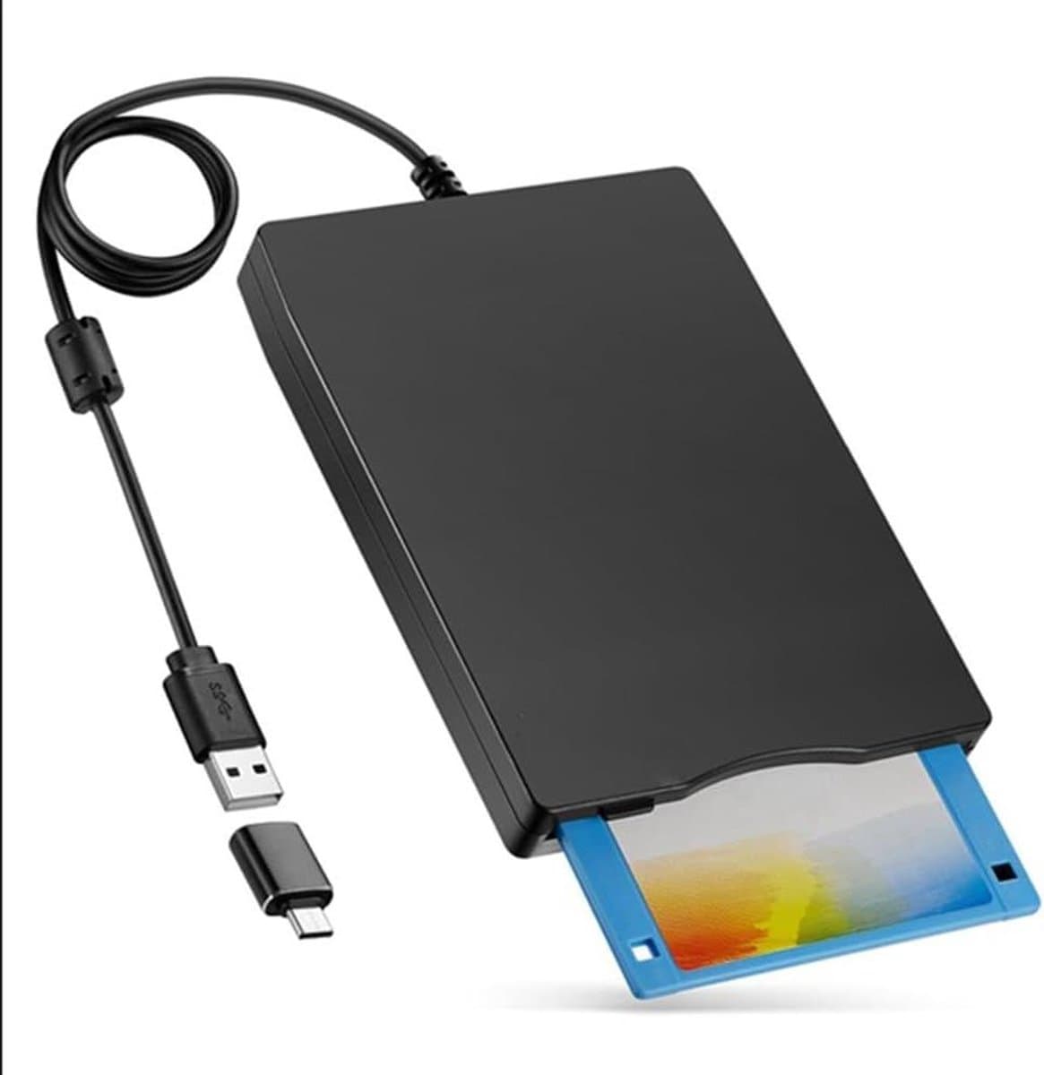 Externe Floppy Disk Drive - Floppy Lezer USB - Oude Data Lezen - Dubbele USB-A & C - 3.5 Inch — afbeelding 1