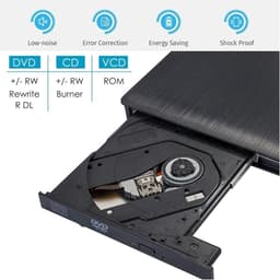 Externe DVD Speler - USB DVD Drive - Films Kijken - Snelle Gegevensoverdracht - Slim - Zilver — thumbnail 2