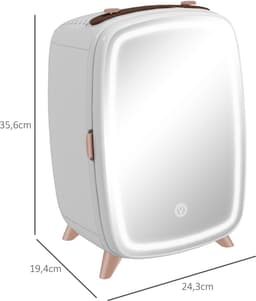 Mini Koelkast - Skincare Koelkast - Cosmetica Koelkast-Kleine Koelkast – 6 Liter – Koelfunctie – Draagbaar - Compact - Voor Slaapkamer - 24,3cm- 1 Stuk-Wit — thumbnail 5